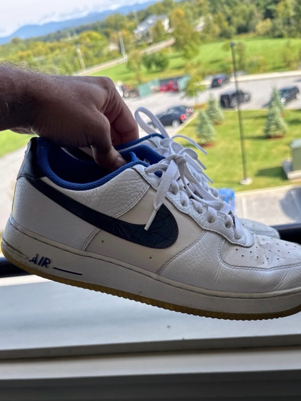 Penny Hardaway Air Force 1 Men's White & Blue Low-Top Sneakers